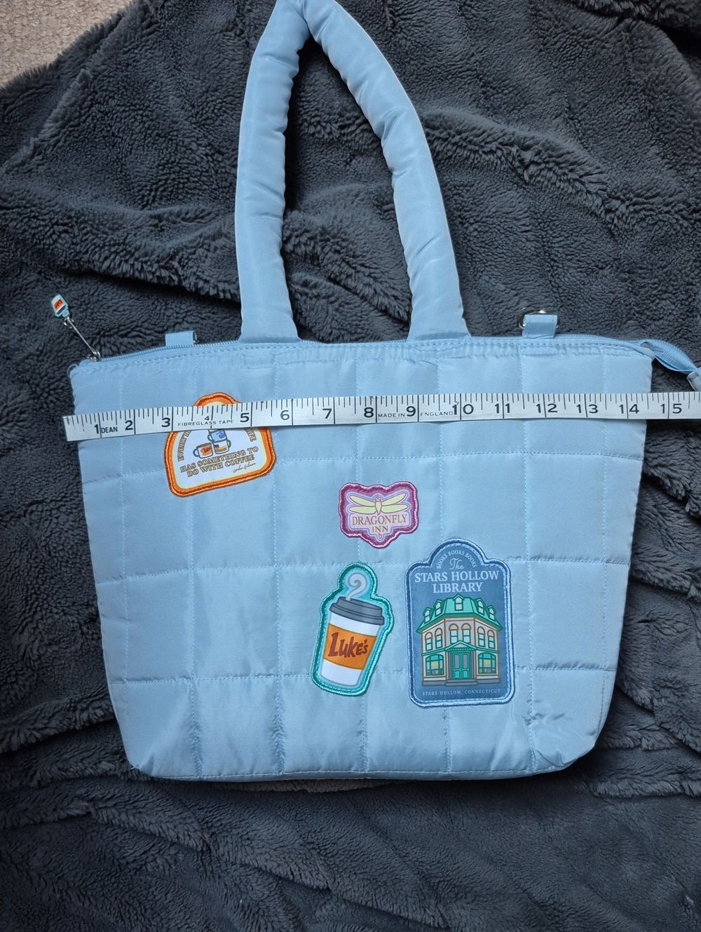 Gilmore Girls Quilted Light Blue Insulated Lunch Bag With Patches New With Tags - Picture 14 of 17